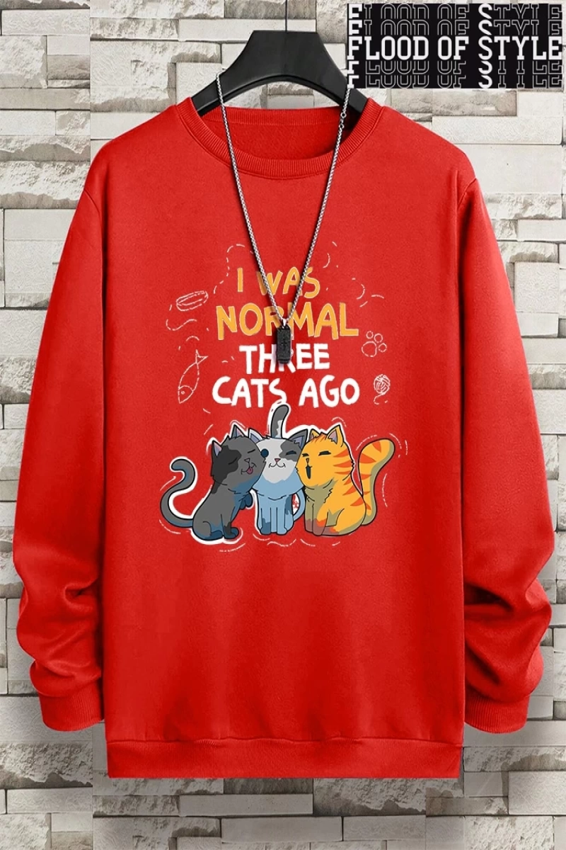 Hip Hop Harajuku Vintage Tarzı  Normaldim Üç Kedi Önce Adam  Gri
