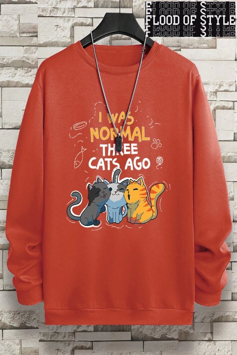Hip Hop Harajuku Vintage Tarzı  Normaldim Üç Kedi Önce Adam  Gri