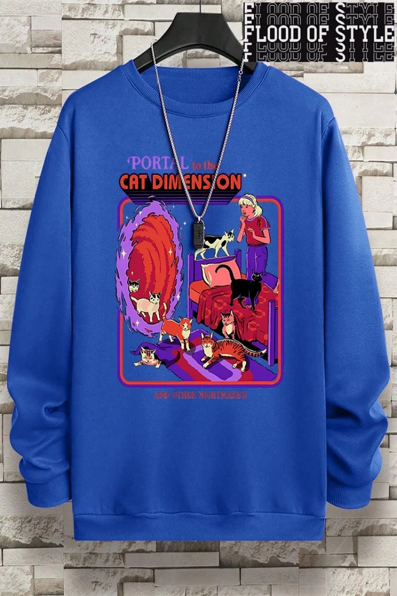 Hip Hop Harajuku Vintage Tarzı  Portal Kedi Boyut  Gri