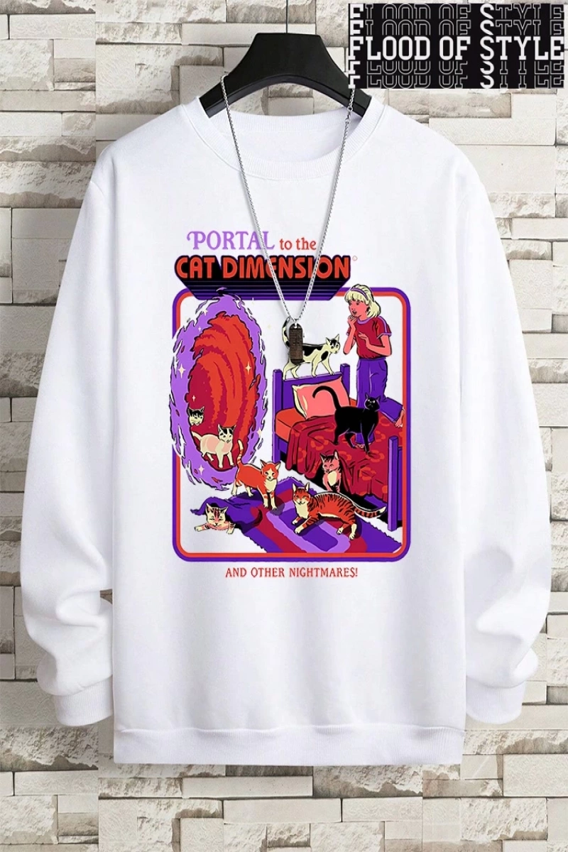 Hip Hop Harajuku Vintage Tarzı  Portal Kedi Boyut  Gri