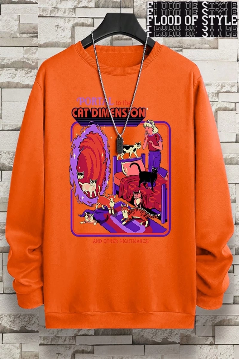 Hip Hop Harajuku Vintage Tarzı  Portal Kedi Boyut  Gri