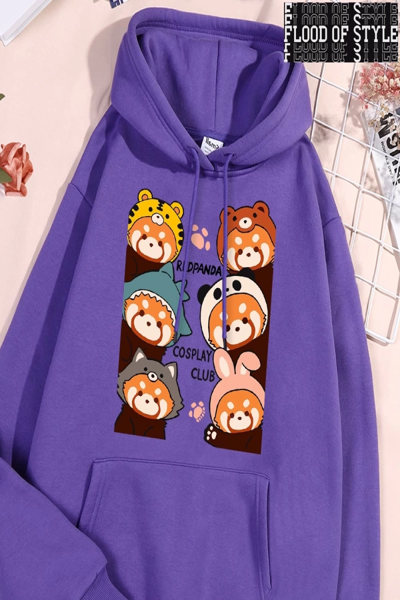 Hip Hop Harajuku Vintage Tarzı  Redpanda Cosplay kulübü Gri