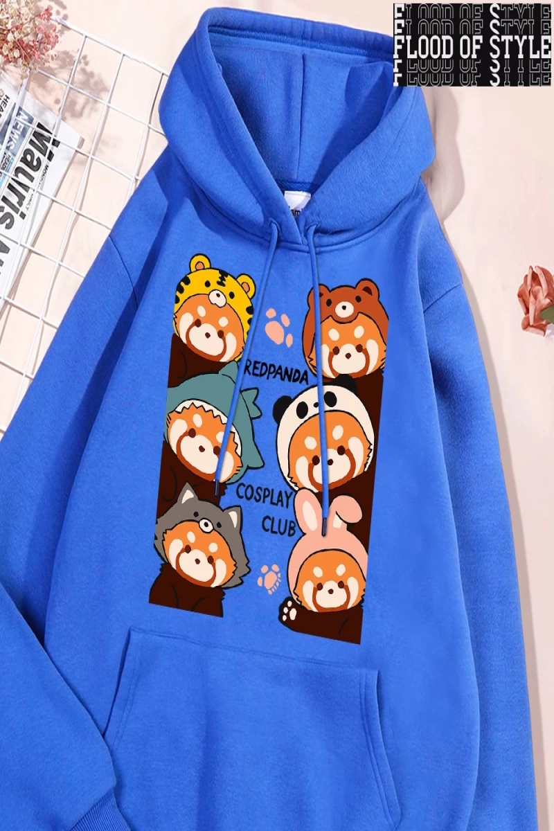 Hip Hop Harajuku Vintage Tarzı  Redpanda Cosplay kulübü Gri