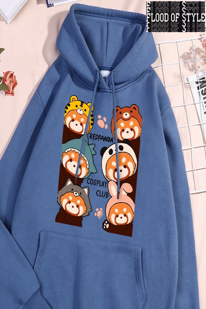 Hip Hop Harajuku Vintage Tarzı  Redpanda Cosplay kulübü Gri
