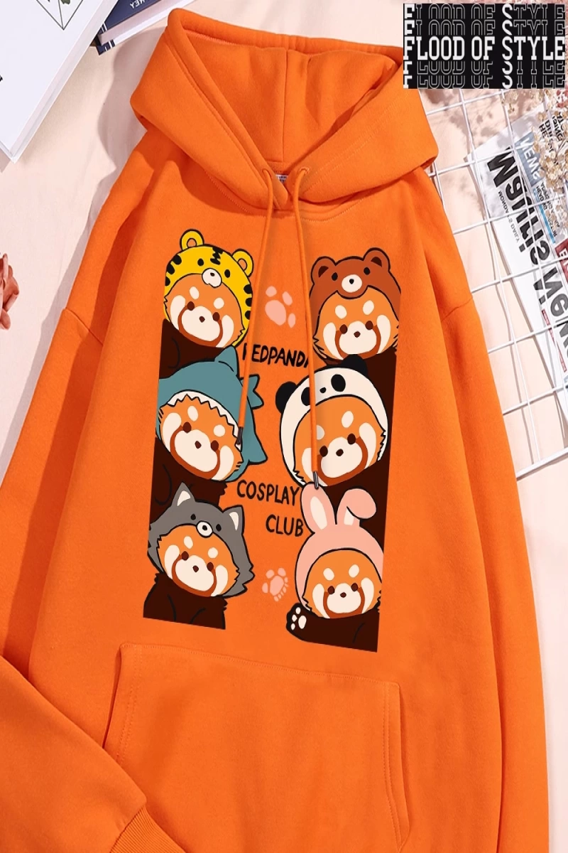 Hip Hop Harajuku Vintage Tarzı  Redpanda Cosplay kulübü Gri