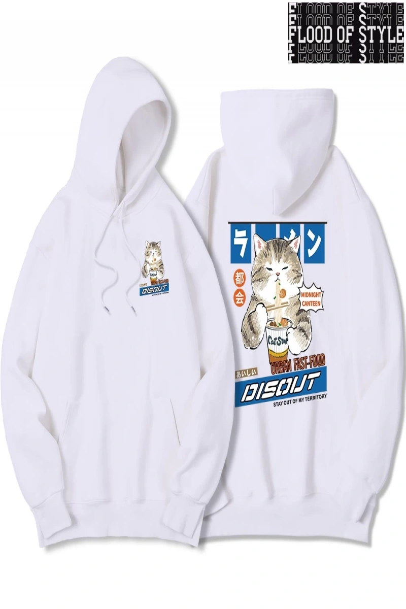 Hip Hop Harajuku Vintage Tarzı  Şehriye ve suşi kedi  Gri