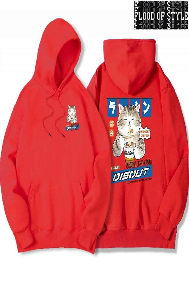 Hip Hop Harajuku Vintage Tarzı  Şehriye ve suşi kedi  Gri