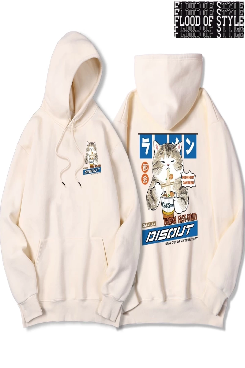 Hip Hop Harajuku Vintage Tarzı  Şehriye ve suşi kedi  Gri