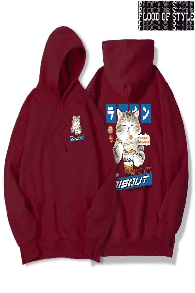 Hip Hop Harajuku Vintage Tarzı  Şehriye ve suşi kedi  Gri