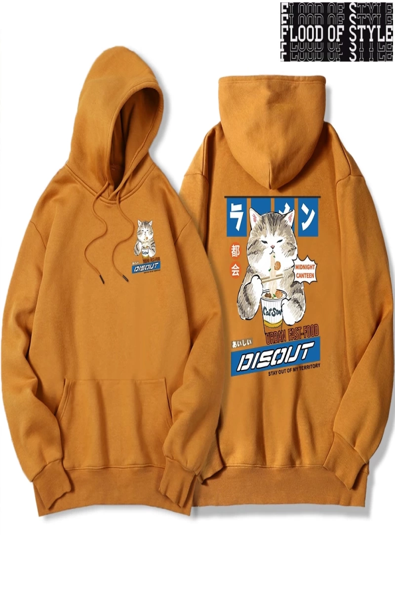 Hip Hop Harajuku Vintage Tarzı  Şehriye ve suşi kedi  Gri