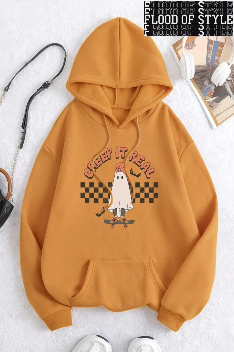 Hip Hop Harajuku Vintage Tarzı  Sürünme gerçek kaykay Hoody  Gri