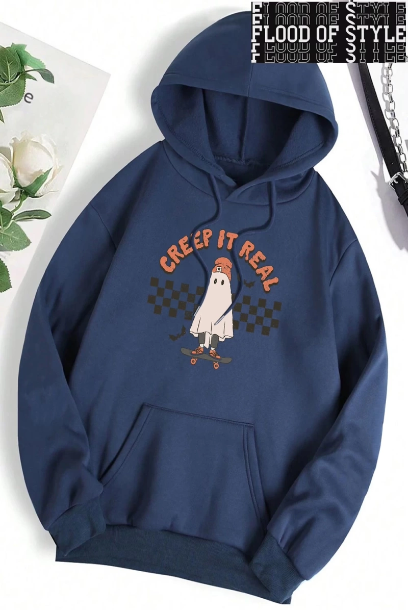 Hip Hop Harajuku Vintage Tarzı  Sürünme gerçek kaykay Hoody  Gri