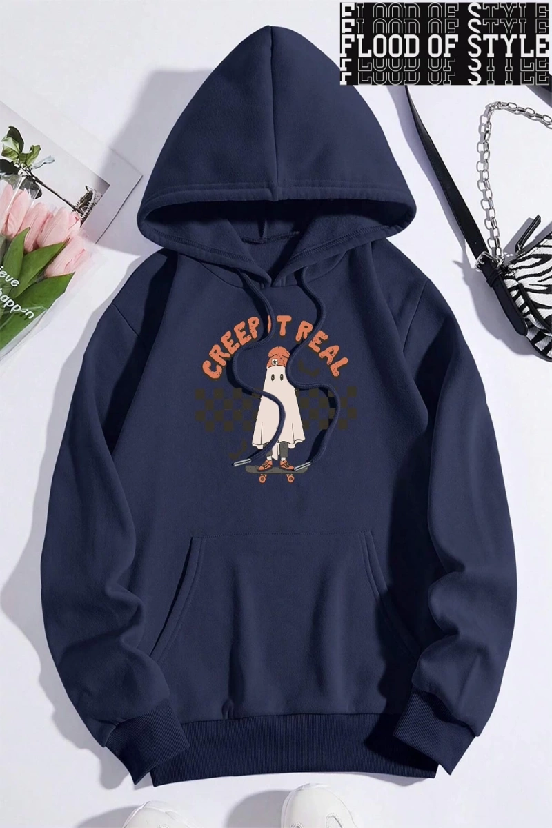 Hip Hop Harajuku Vintage Tarzı  Sürünme gerçek kaykay Hoody  Gri