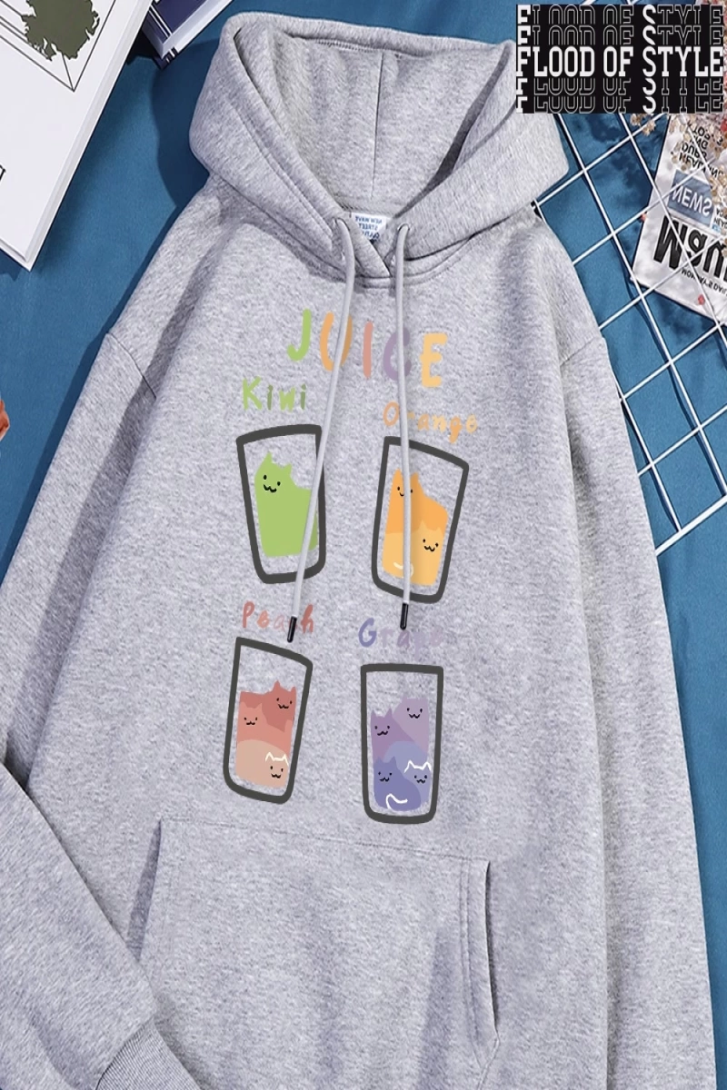 Hip Hop Harajuku Vintage Tarzı  Suyu meyve kupası kedi Gri