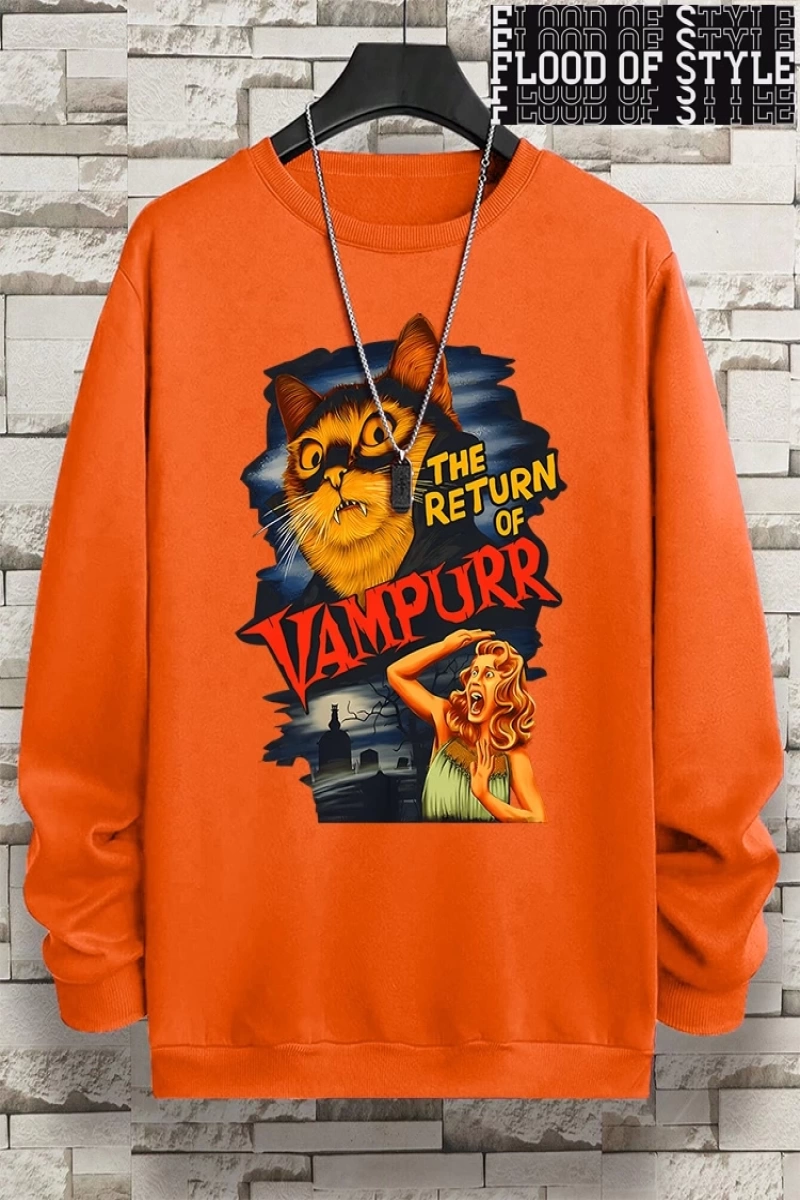 Hip Hop Harajuku Vintage Tarzı  Vampurr kedi komik çizgi roman  Gri