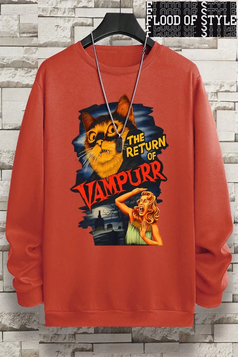 Hip Hop Harajuku Vintage Tarzı  Vampurr kedi komik çizgi roman  Gri