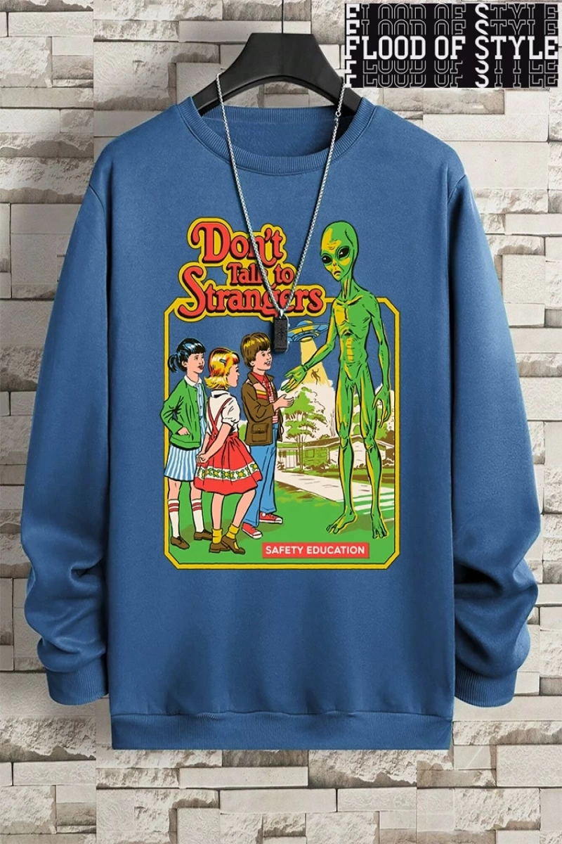Hip Hop Harajuku Vintage Tarzı  Yabancılarla konuşma komik Gri