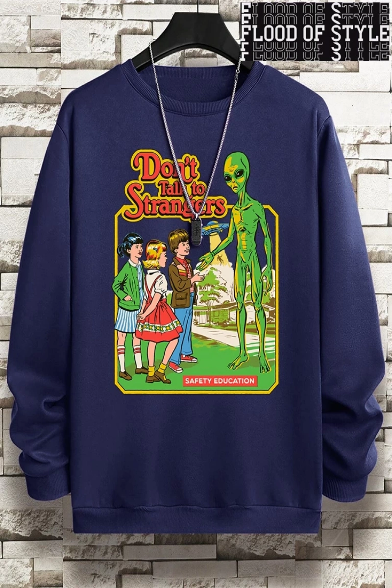 Hip Hop Harajuku Vintage Tarzı  Yabancılarla konuşma komik Gri