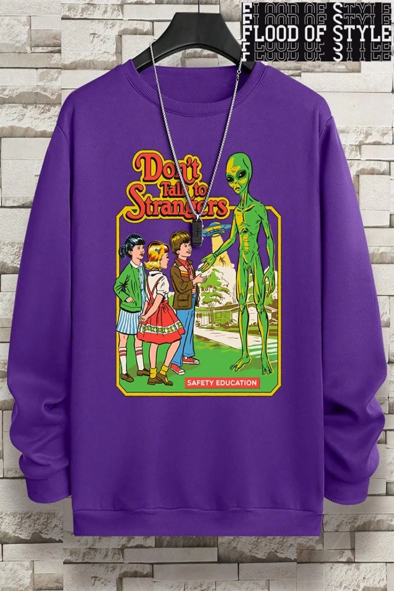 Hip Hop Harajuku Vintage Tarzı  Yabancılarla konuşma komik Gri