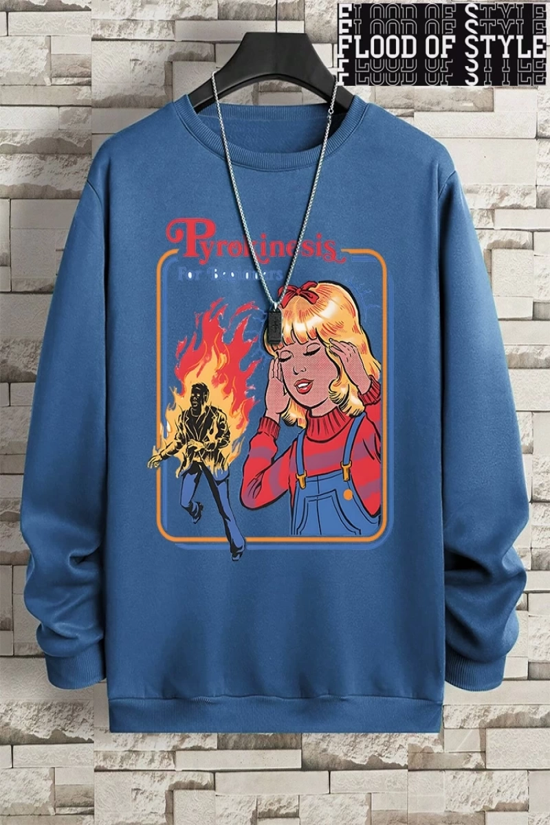 Hip Hop Harajuku Vintage Tarzı  Yeni başlayanlar için Pyrokinesis  Gri