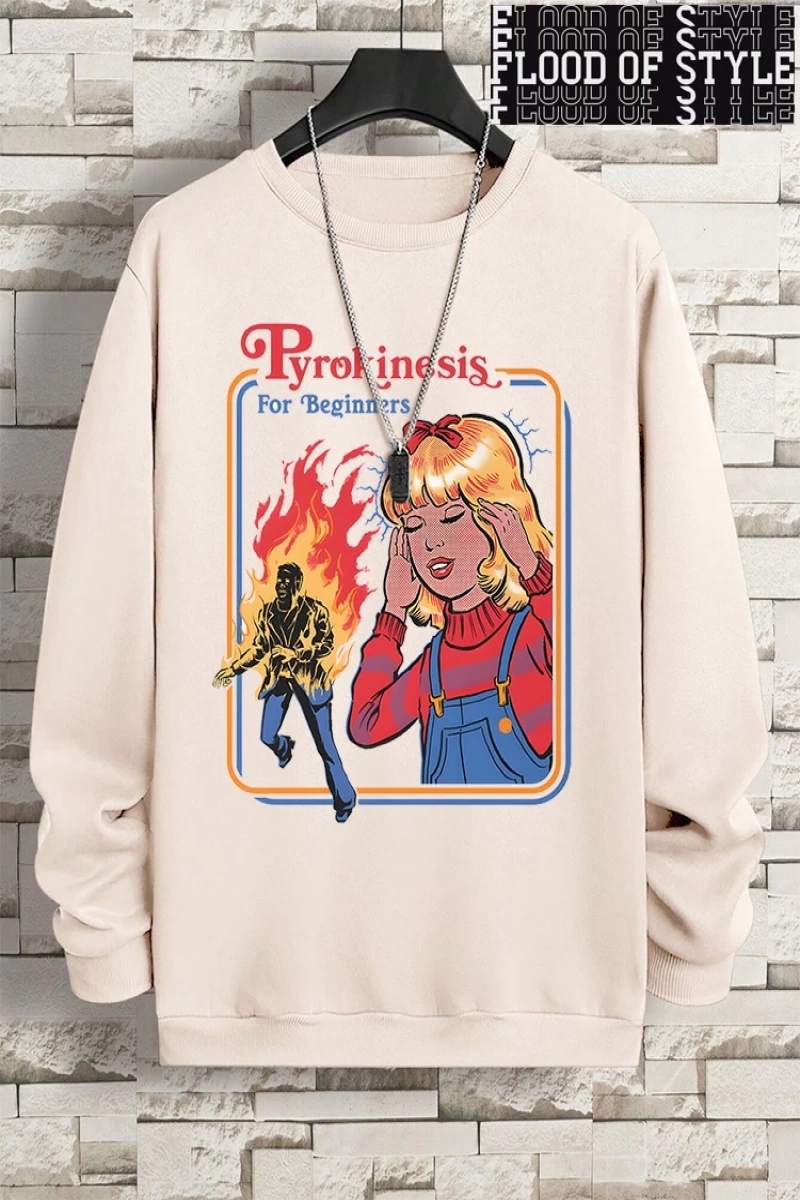 Hip Hop Harajuku Vintage Tarzı  Yeni başlayanlar için Pyrokinesis  Gri