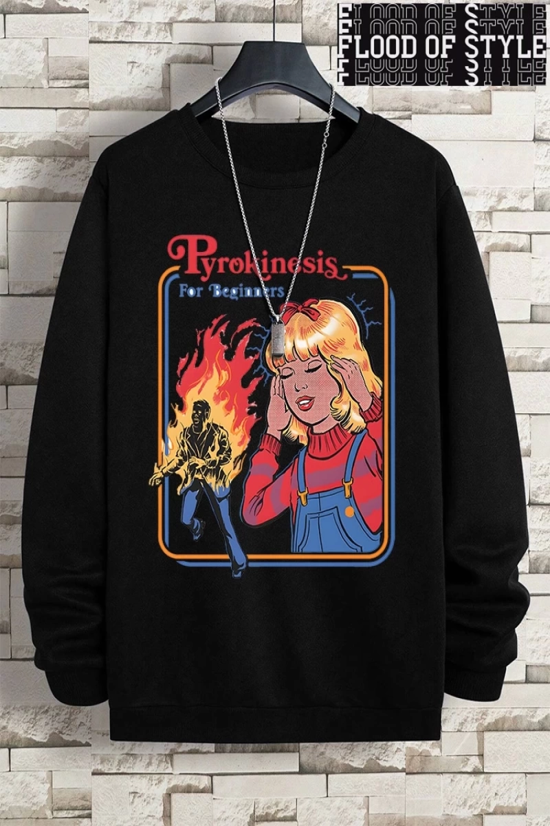 Hip Hop Harajuku Vintage Tarzı  Yeni başlayanlar için Pyrokinesis  Gri