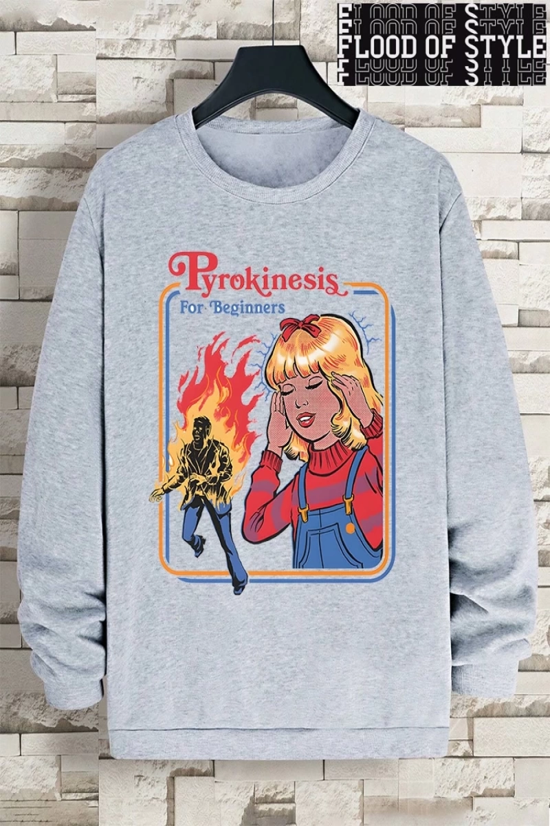 Hip Hop Harajuku Vintage Tarzı  Yeni başlayanlar için Pyrokinesis  Gri