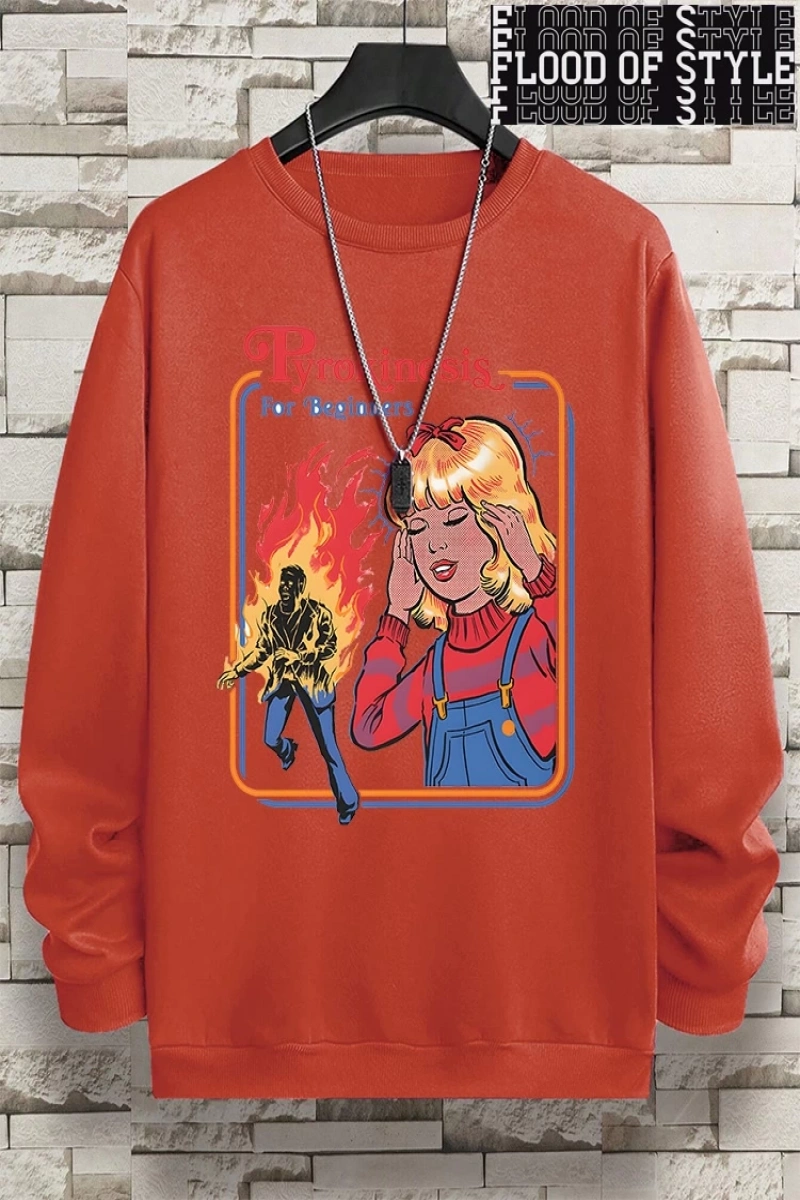 Hip Hop Harajuku Vintage Tarzı  Yeni başlayanlar için Pyrokinesis  Gri