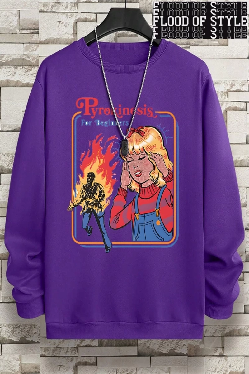 Hip Hop Harajuku Vintage Tarzı  Yeni başlayanlar için Pyrokinesis  Gri