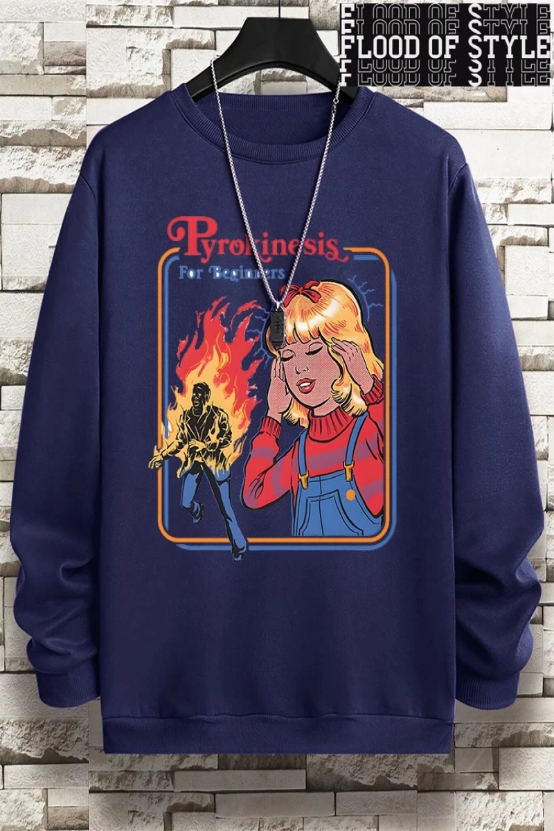 Hip Hop Harajuku Vintage Tarzı  Yeni başlayanlar için Pyrokinesis  Gri
