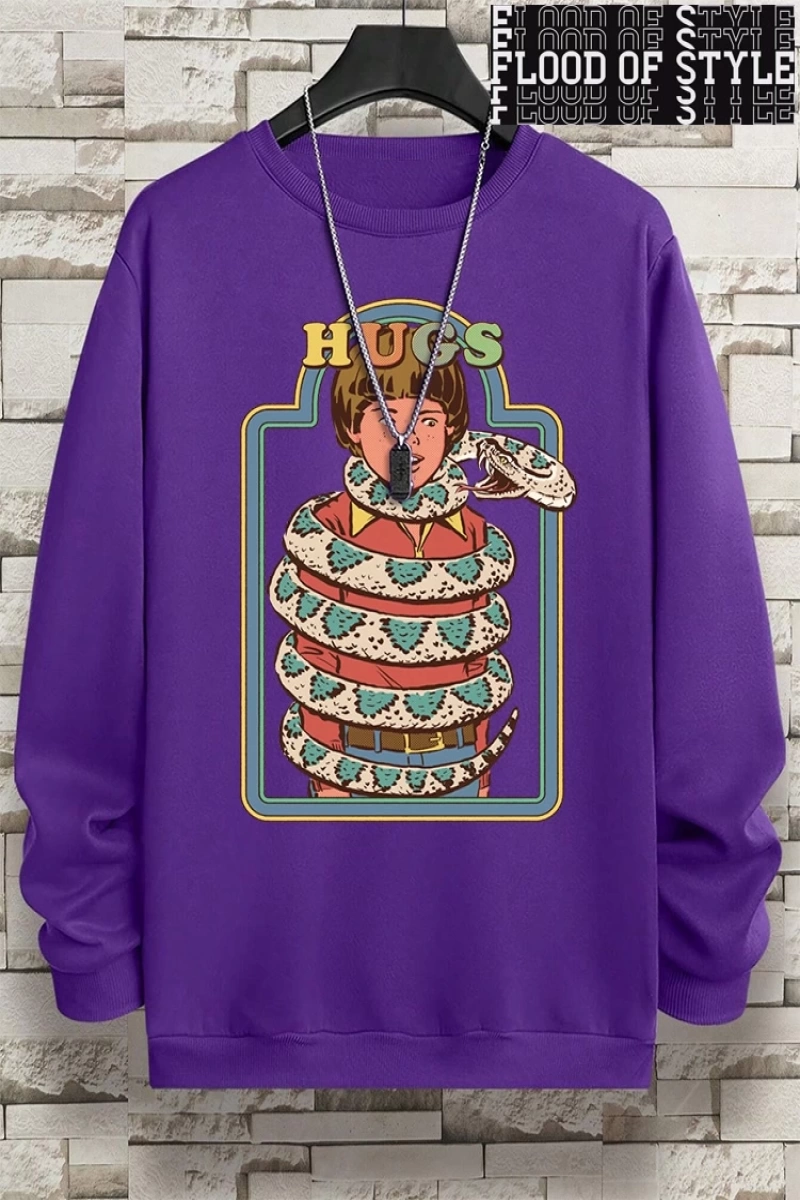Hip Hop Harajuku Vintage Tarzı  Yılanlar samimi kucaklama  Gri