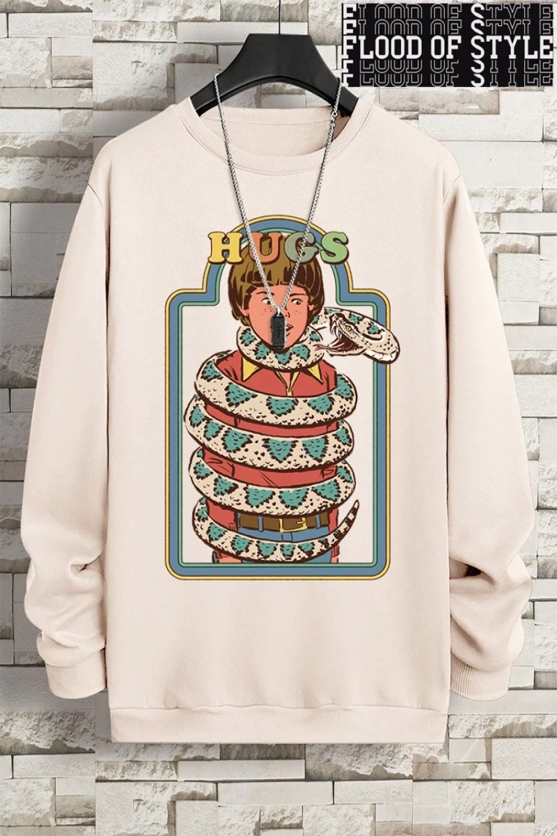 Hip Hop Harajuku Vintage Tarzı  Yılanlar samimi kucaklama  Gri