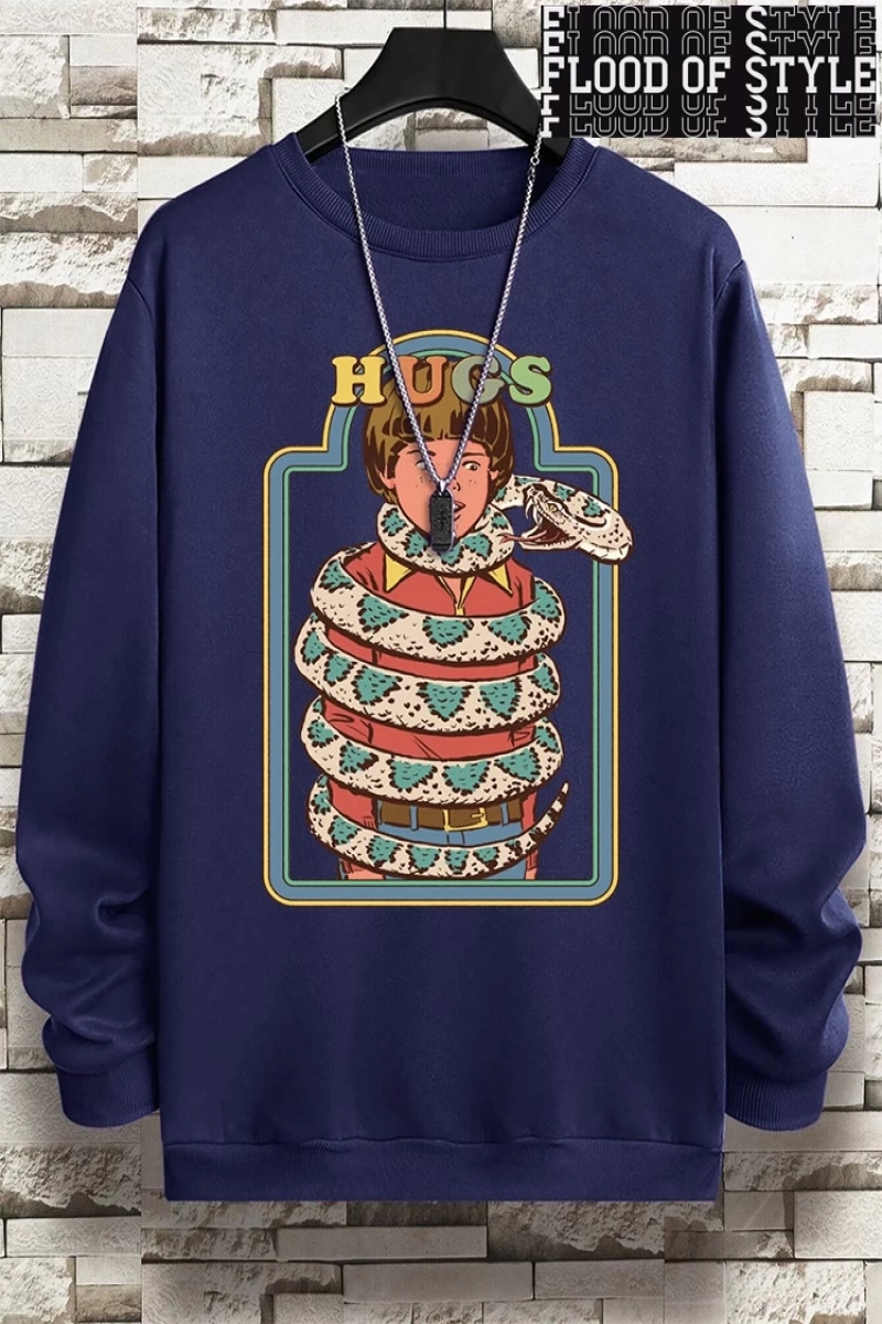 Hip Hop Harajuku Vintage Tarzı  Yılanlar samimi kucaklama  Gri