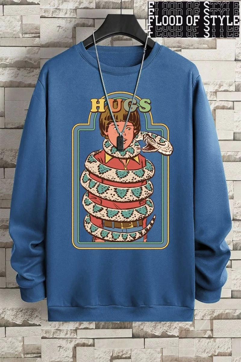 Hip Hop Harajuku Vintage Tarzı  Yılanlar samimi kucaklama  Gri