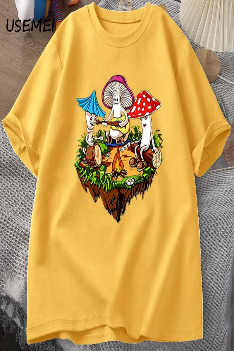 Hippi Sihirli Mantar Tshirt Komik Grafik T Shirt Streetweed 90s erkek T-shirt Adam Hippi Pamu 2954