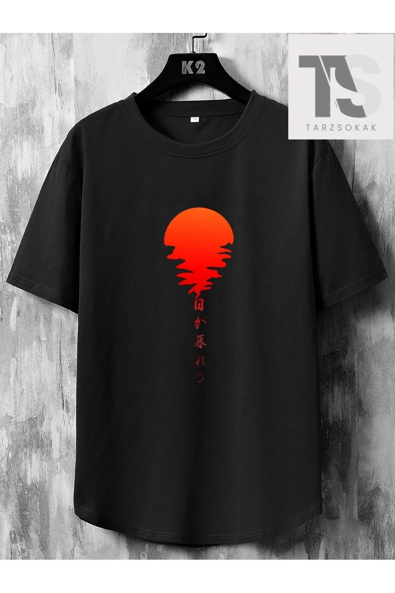 Homme Erkek Japon Harfli ve Grafikli Tişört