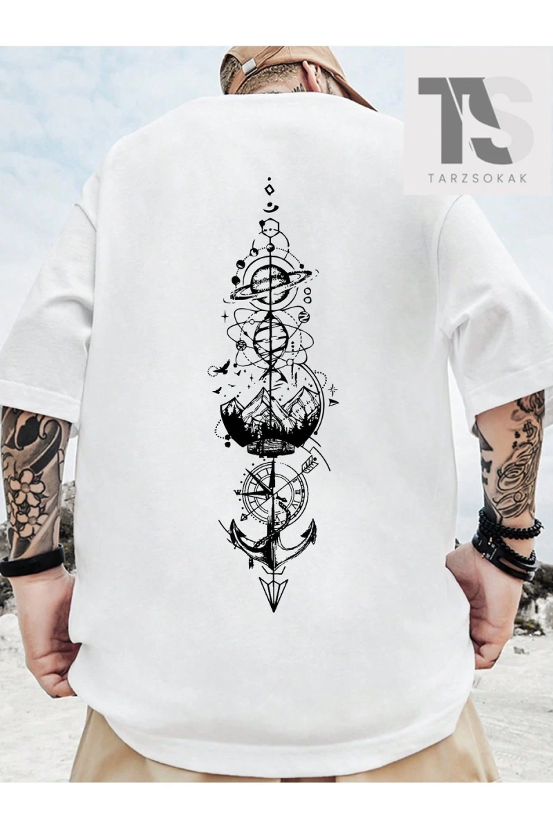 Homme Erkek Sırt Baskılı Düşük Omuz T-shirt