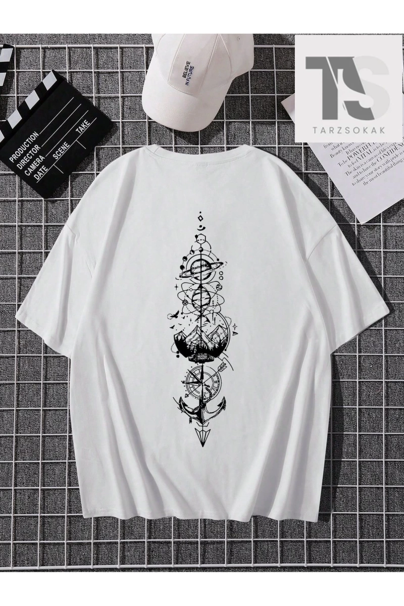 Homme Erkek Sırt Baskılı Düşük Omuz T-shirt