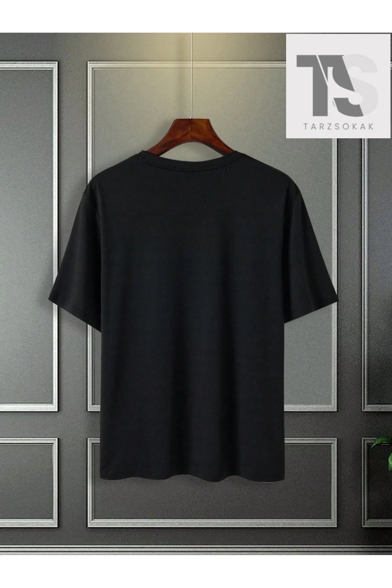 Homme Erkek Slim Fit Yuvarlak Yaka Kısa Kollu Yazı Baskılı Tişört