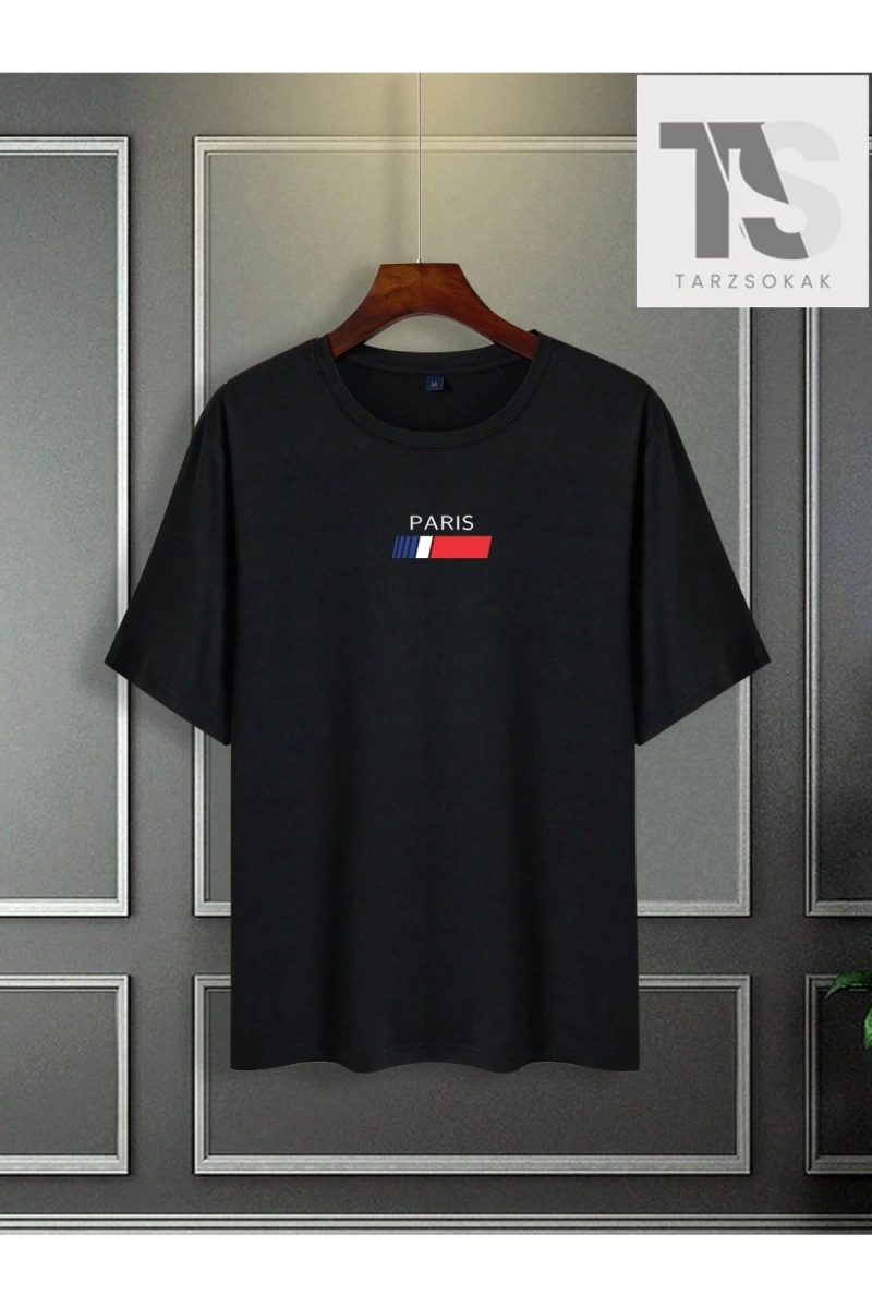 Homme Erkek Slim Fit Yuvarlak Yaka Kısa Kollu Yazı Baskılı Tişört