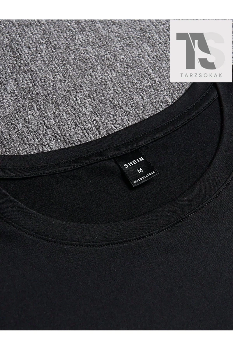 Homme Erkek Slim Fit Yuvarlak Yaka Kısa Kollu Yazı Baskılı Tişört