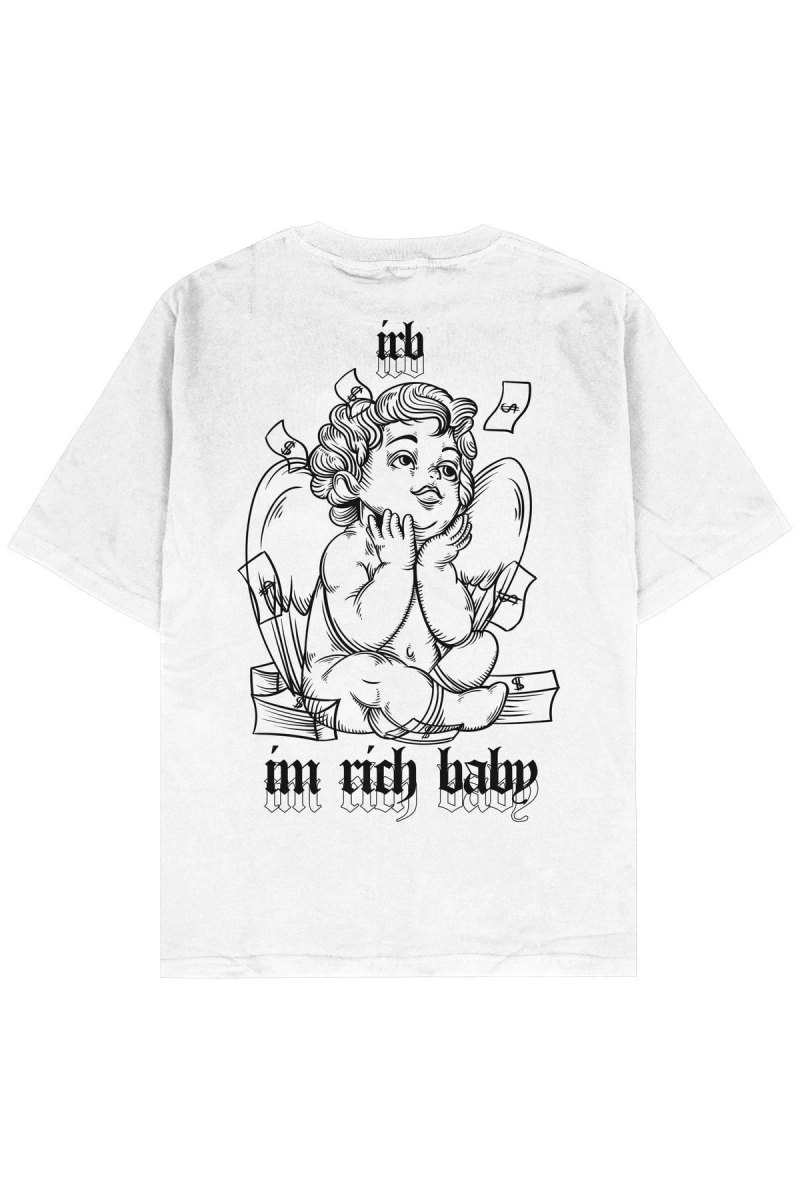 I Am Rich Baby Beyaz Oversize Unisex T-shirt
