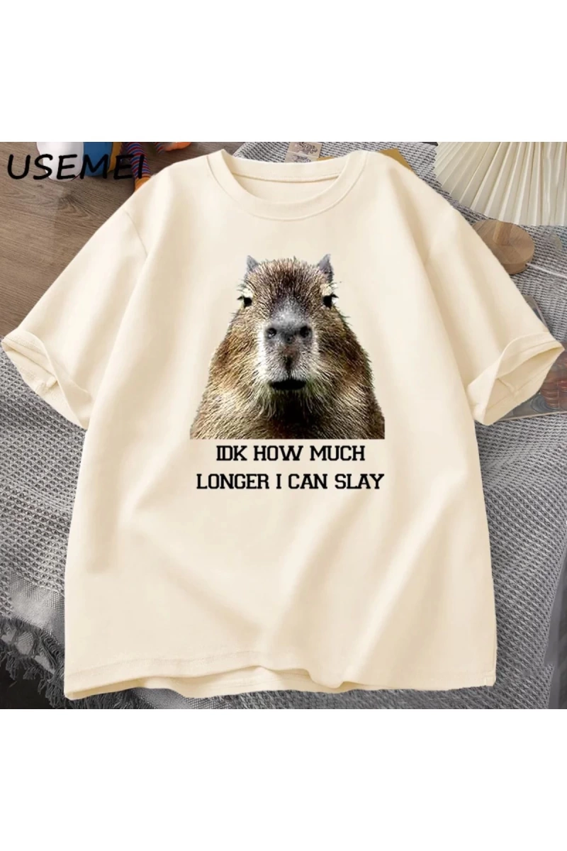 IDK ne kadar uzun ben Capybara komik Tshirt Slay eğilimleri Slay Retro hayvan T-shirt erkekle