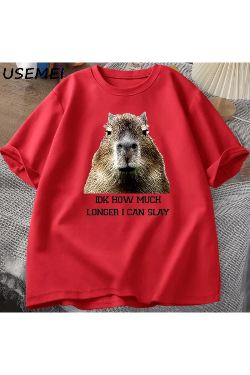 IDK ne kadar uzun ben Capybara komik Tshirt Slay eğilimleri Slay Retro hayvan T-shirt erkekle