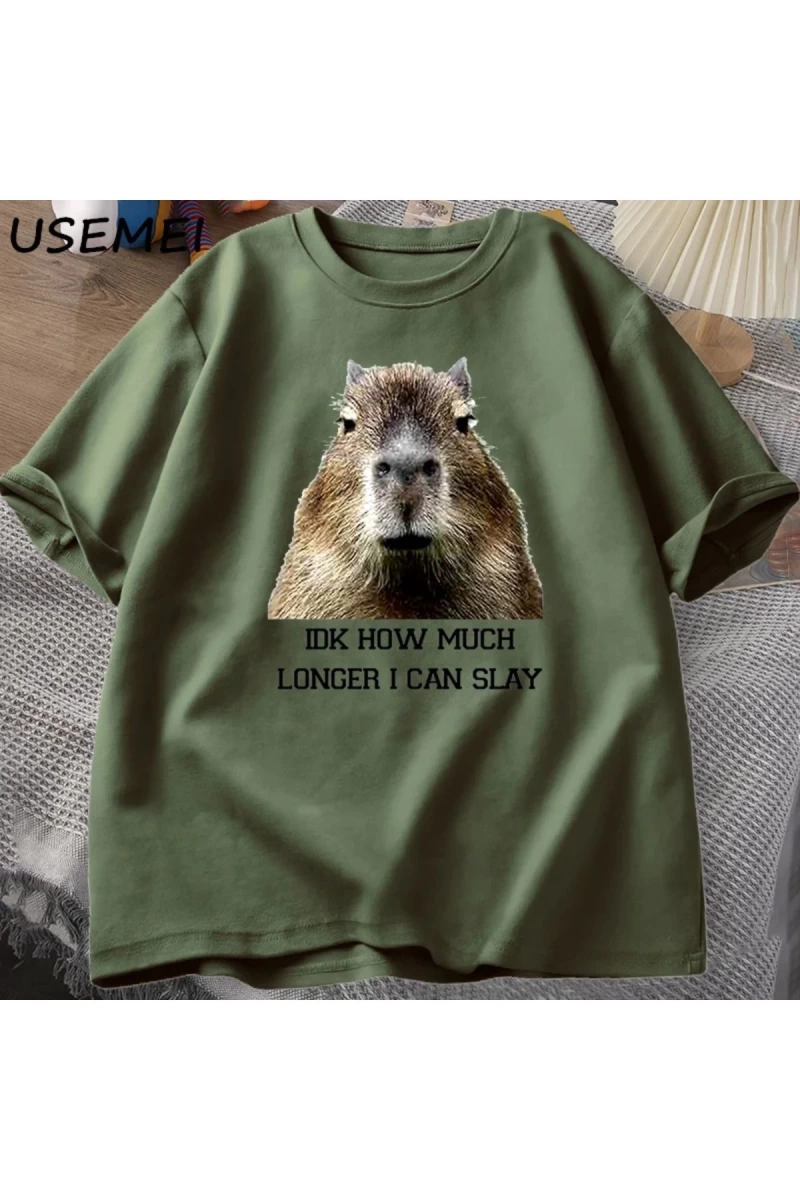 IDK ne kadar uzun ben Capybara komik Tshirt Slay eğilimleri Slay Retro hayvan T-shirt erkekle