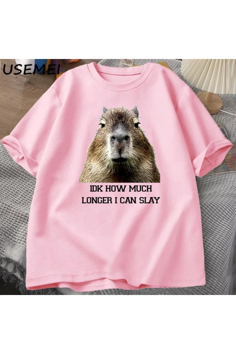 IDK ne kadar uzun ben Capybara komik Tshirt Slay eğilimleri Slay Retro hayvan T-shirt erkekle