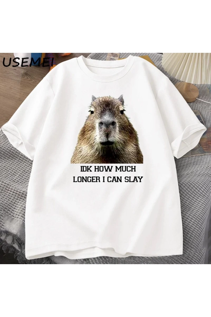 IDK ne kadar uzun ben Capybara komik Tshirt Slay eğilimleri Slay Retro hayvan T-shirt erkekle