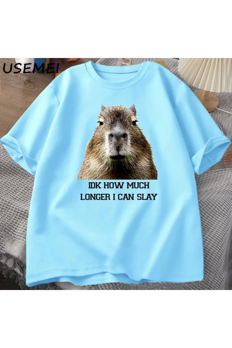 IDK ne kadar uzun ben Capybara komik Tshirt Slay eğilimleri Slay Retro hayvan T-shirt erkekle