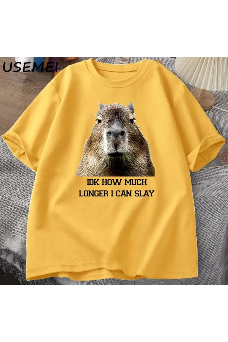 IDK ne kadar uzun ben Capybara komik Tshirt Slay eğilimleri Slay Retro hayvan T-shirt erkekle