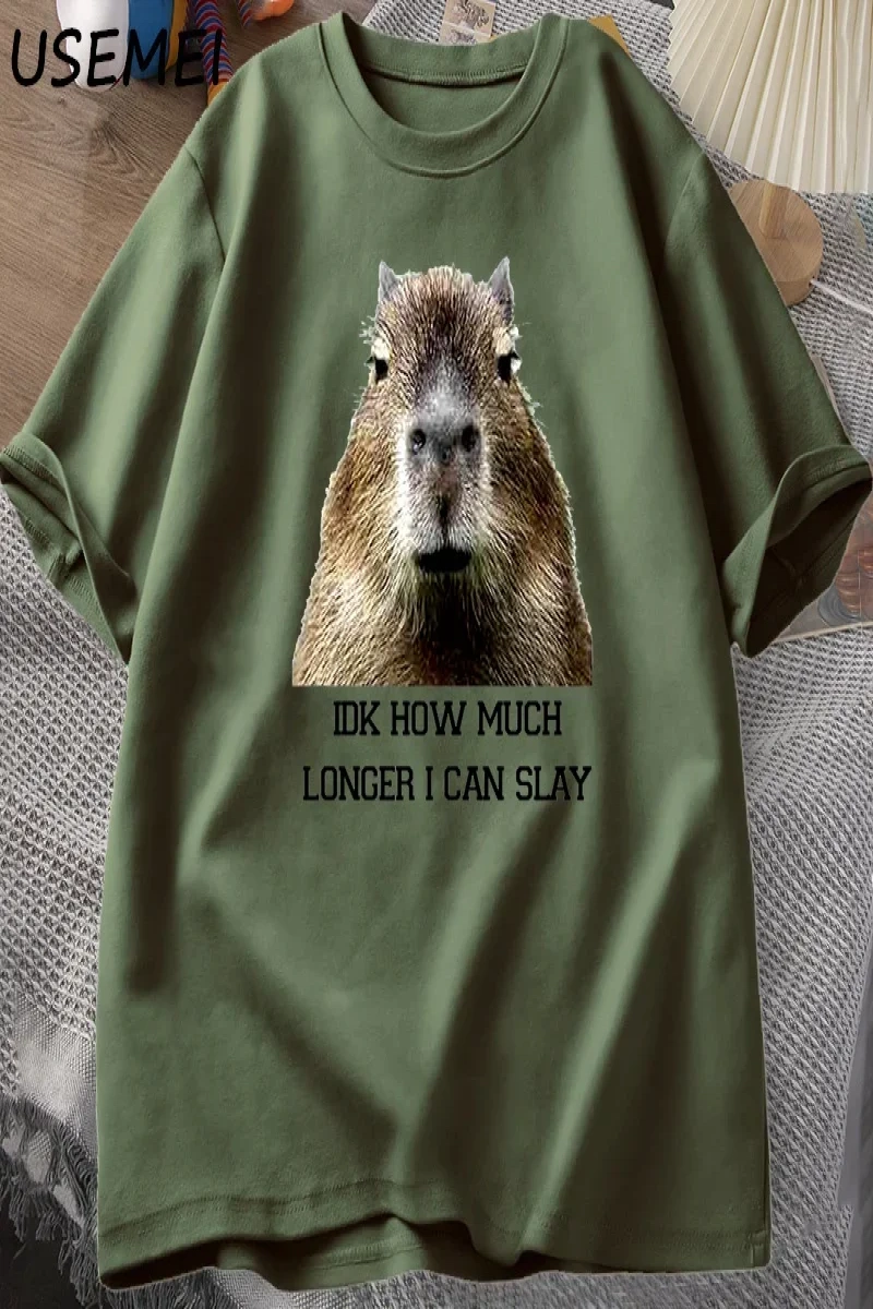 IDK ne kadar uzun ben Capybara komik Tshirt Slay eğilimleri Slay Retro hayvan T-shirt erkekle 3083